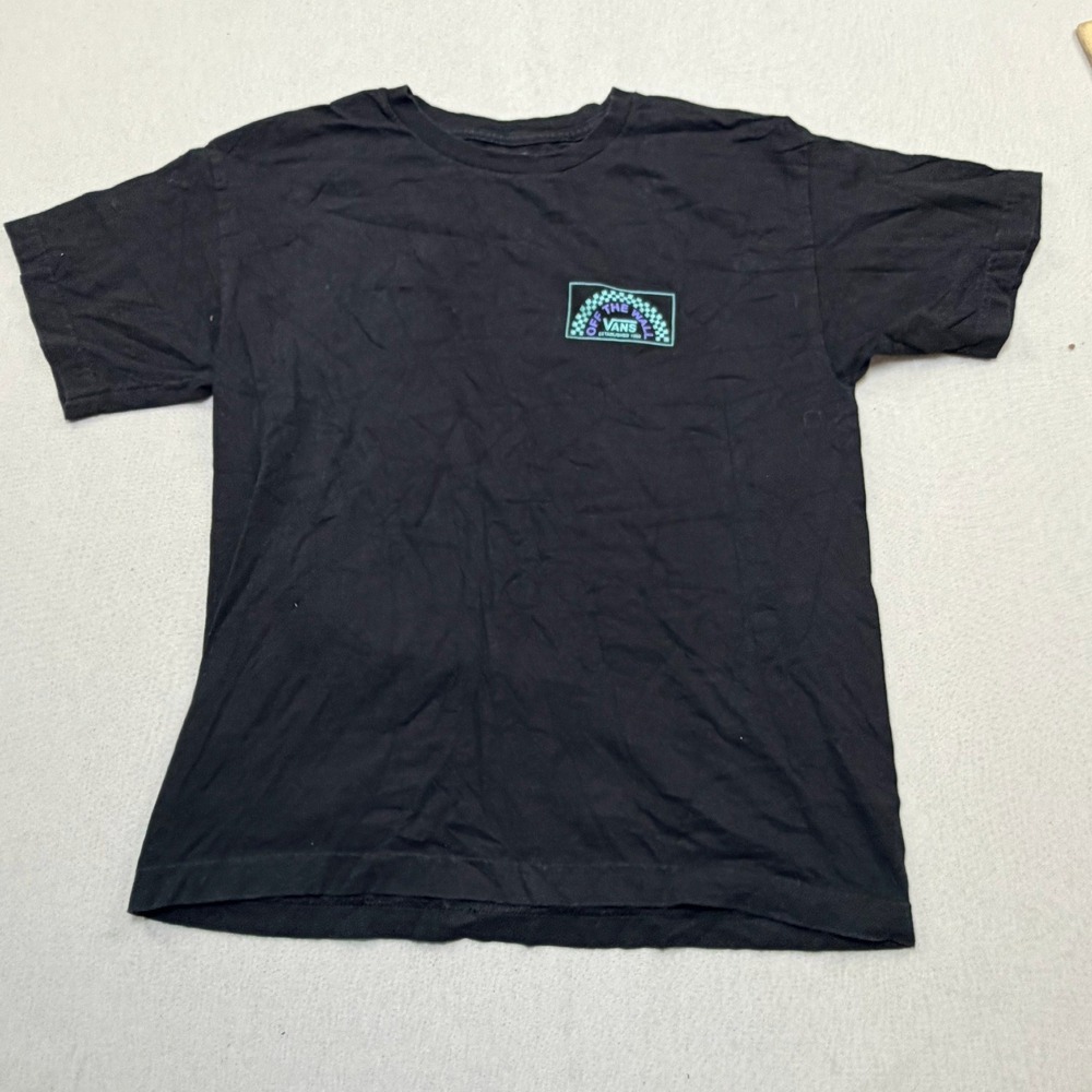 Vans Graphic T-Shirt Kids Large Black Excellent Off The Wall Logo Tee